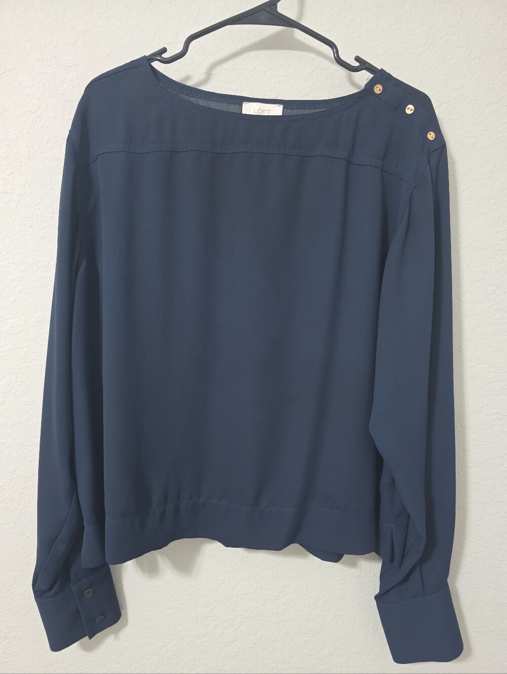Ann Taylor LOFT Navy Long Sleeve Blouse Large